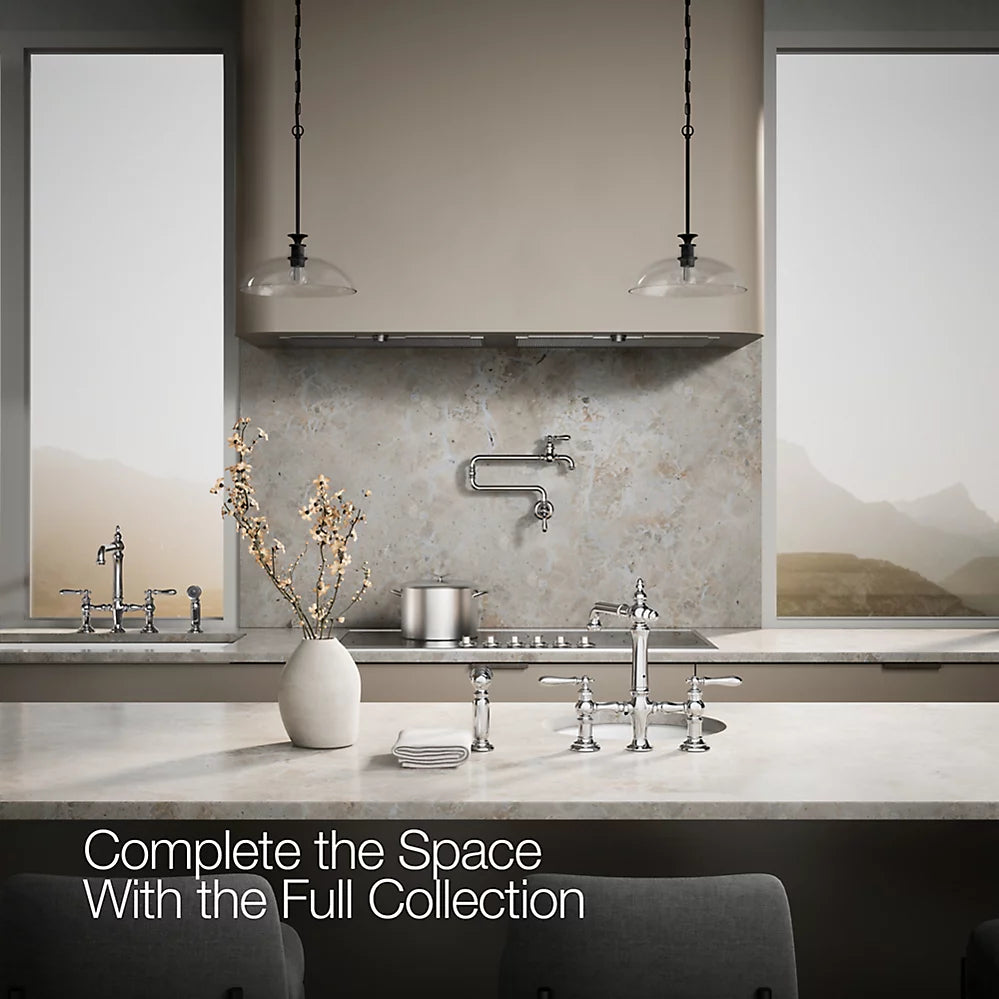 Kohler Two-hole bridge bar sink faucet with side sprayer