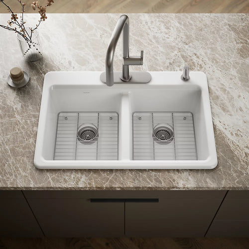 Kohler Riverby® 33" top-mount double-bowl kitchen sink
