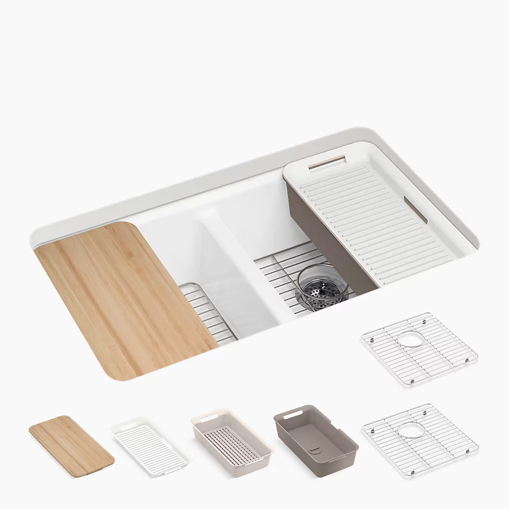 Kohler 33" undermount double-bowl workstation kitchen sink
