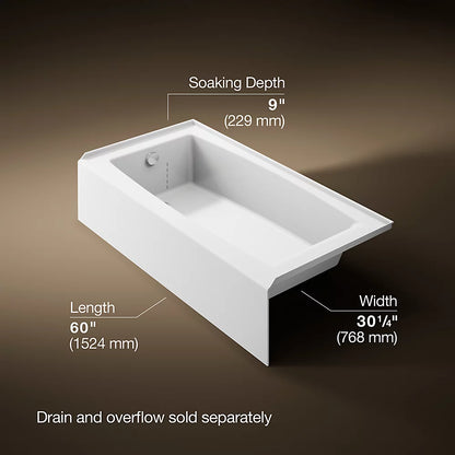 Kohler Entity 60" x 30" alcove bath, left drain