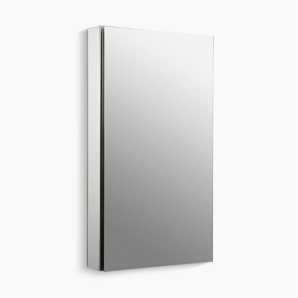 Kohler 20-1/8" W x 36-1/8" H aluminum single-door medicine cabinet with 107 degree hinge