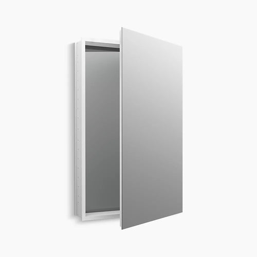 Kohler 24-1/8" W x 36-1/8" H aluminum single-door medicine cabinet with 170 degree hinge
