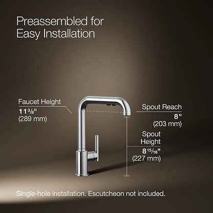 Kohler Pull-out kitchen sink faucet with three-function sprayhead
