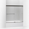 Kohler Sliding bath door, 55-1/2" H x 56-5/8 - 59-5/8" W, with 1/4" thick Crystal Clear glass