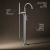 Kohler Floor-mount bath filler trim with industrial handles and handshower