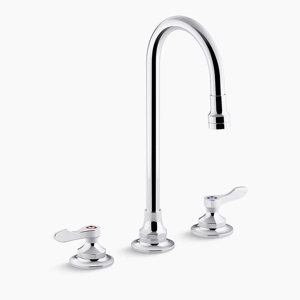 Kohler 1.0 gpm widespread bathroom sink faucet with aerated flow, gooseneck spout and lever handles, drain not included
