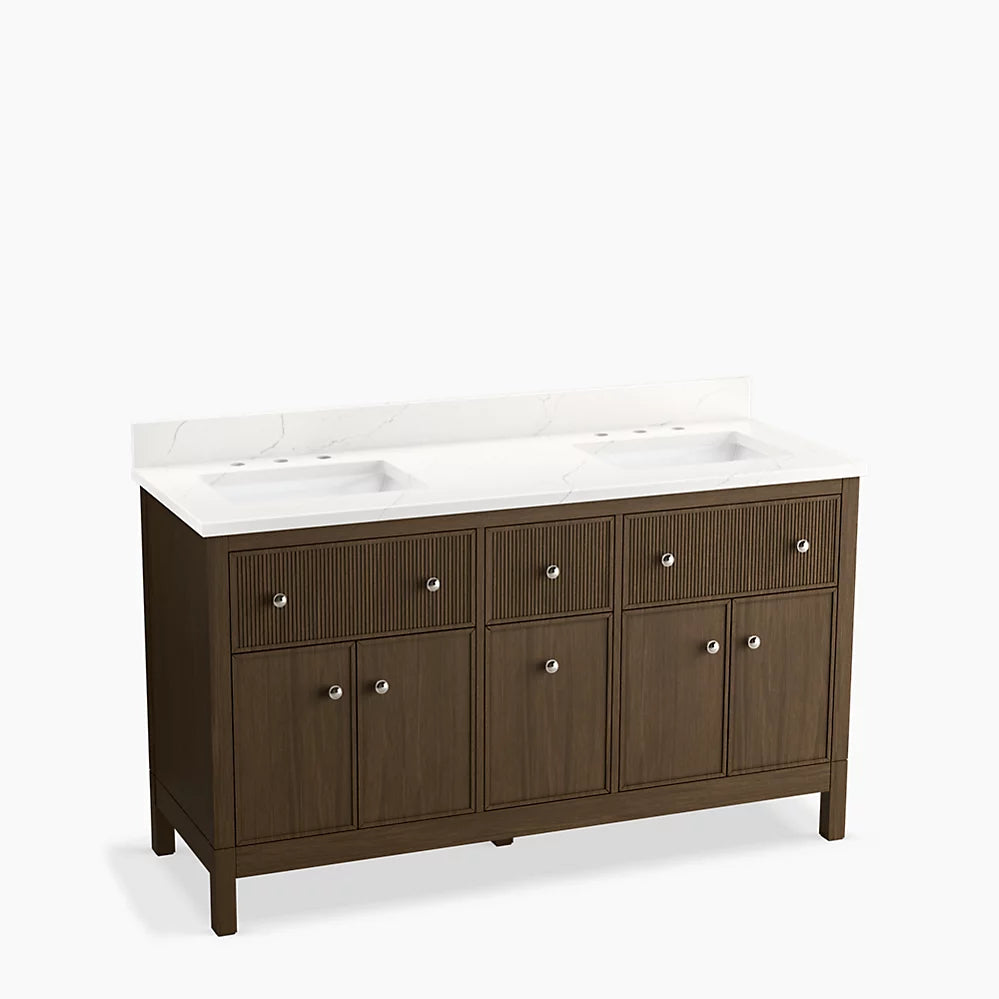Kohler Malin By Studio Mcgee Cabinet With Sinks And Quartz Top 60-Inch Double-Sink Bathroom Vanity