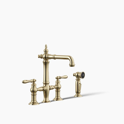Kohler Two-hole bridge bar sink faucet with side sprayer