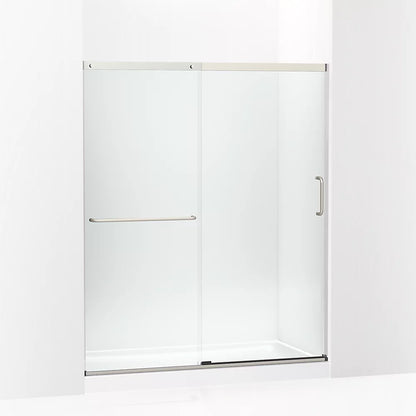Kohler Sliding shower door, 70-1/2" H x 56-1/4 - 59-5/8" W, with 1/4" thick Crystal Clear glass