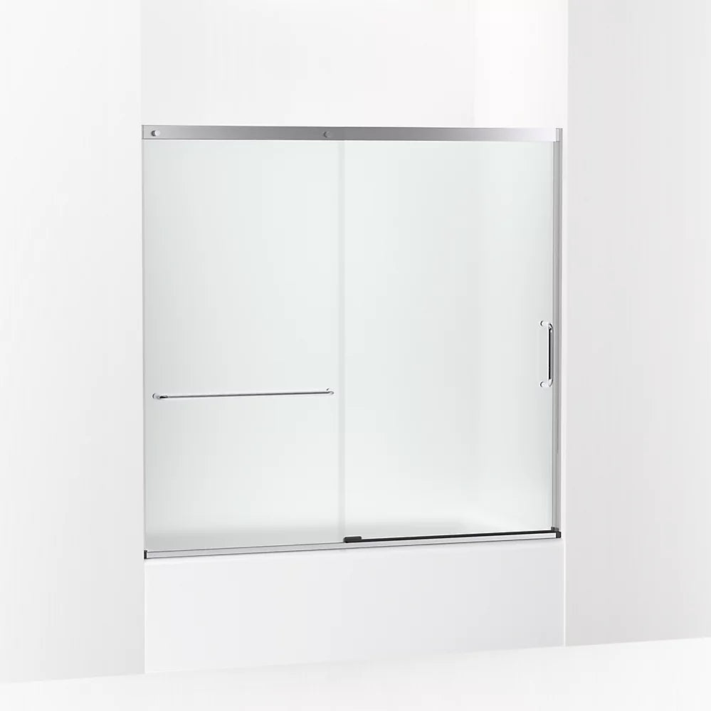Kohler Sliding bath door, 56-3/4" H x 56-1/4 - 59-5/8" W, with 1/4" thick Frosted glass