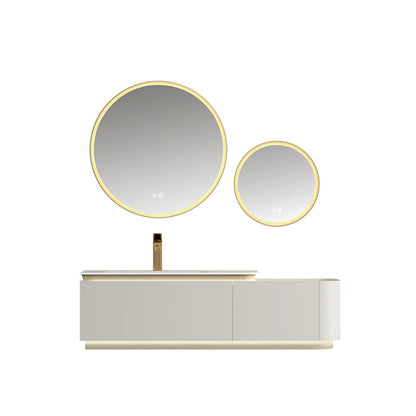 Lucelle High Gloss Creamy Apricot Beige Single Sink Bathroom Vanity - Godi