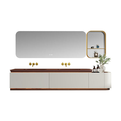 Lucelle Master High Gloss Creamy Apricot Beige Double Sink Bathroom Vanity - Godi