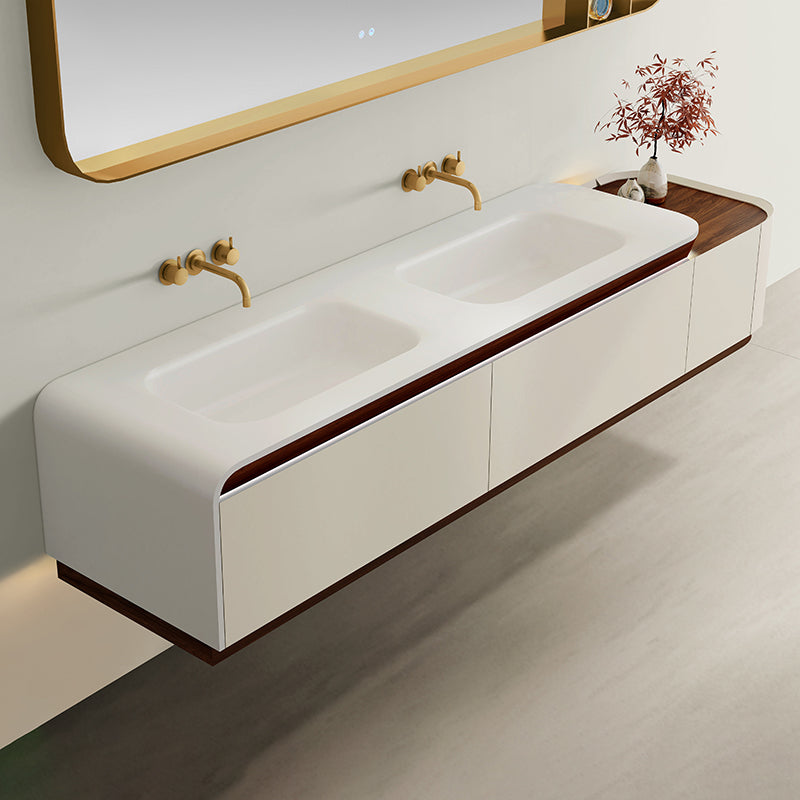 Lucelle Master High Gloss Creamy Apricot Beige Double Sink Bathroom Vanity - Godi