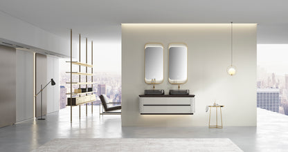 Lucelle High Gloss Creamy Apricot Beige Double Sink Bathroom Vanity - Godi