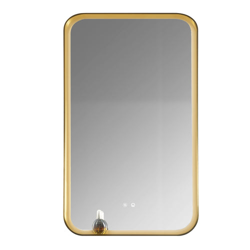Rectangular mirror with gold frame on a white background