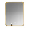 Enigma Framed LED Bathroom Mirror with Shelf – Brushed Gold Stainless Steel