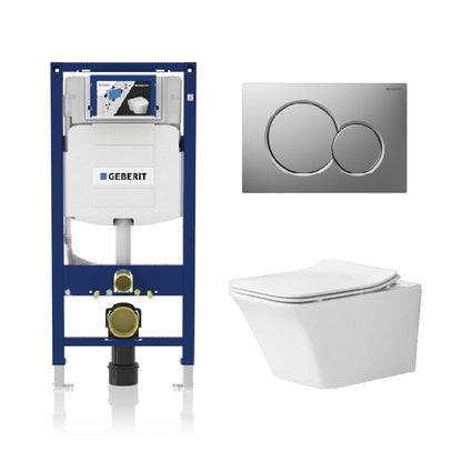 Alps Jewel Wall-Mounted Elongated Toilet Dual-Flush 1.6/1.1 gpf with seat & Geberit Carrier