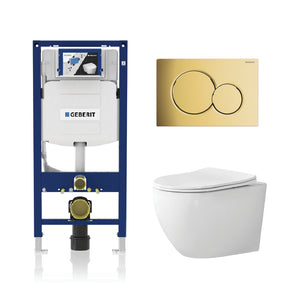 Alps Victoria Wall-Mounted Elongated Toilet Dual-Flush 1.6/1.1 gpf with Geberit Carrier & Seat