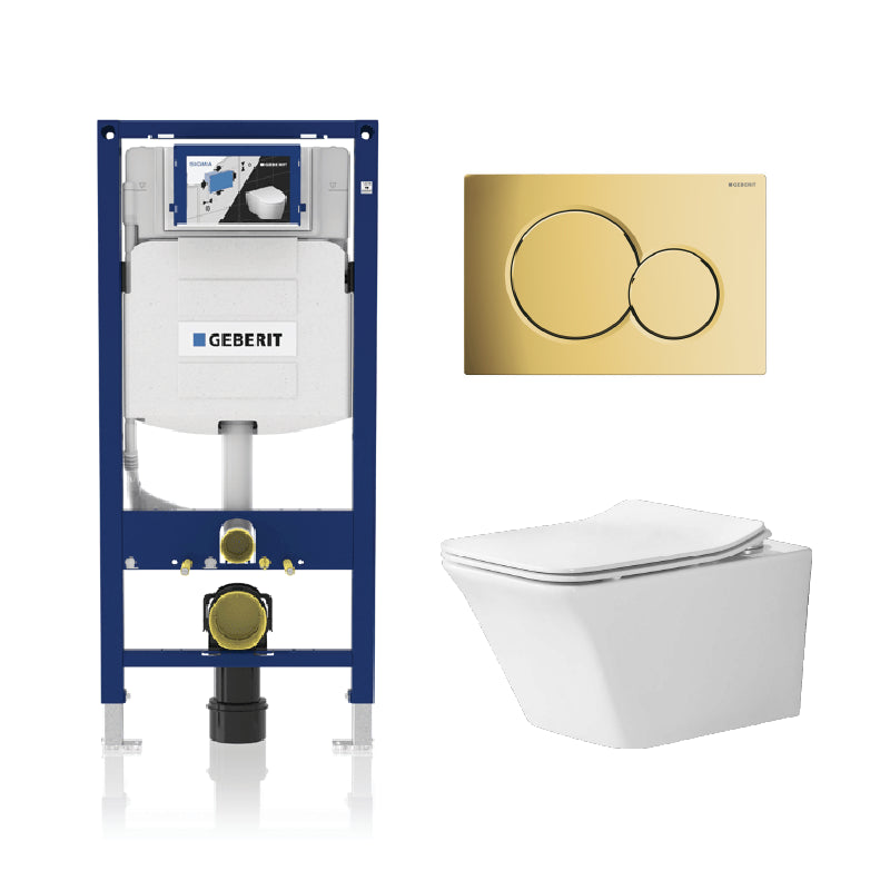 Alps Jewel Wall-Mounted Elongated Toilet Dual-Flush 1.6/1.1 gpf with seat & Geberit Carrier