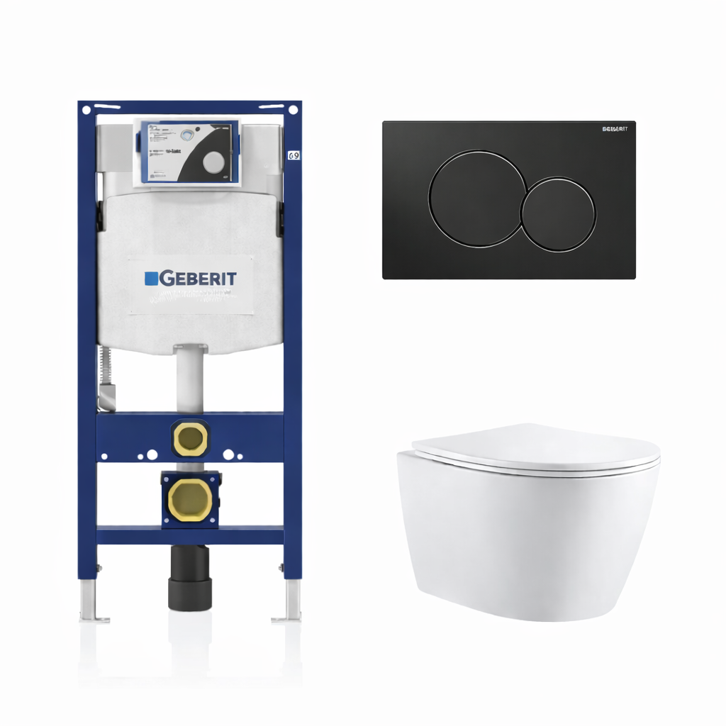 Kodaen Parma Wall-Mounted Elongated Toilet Dual-Flush 1.6/1.1 gpf with Geberit Carrier & Seat