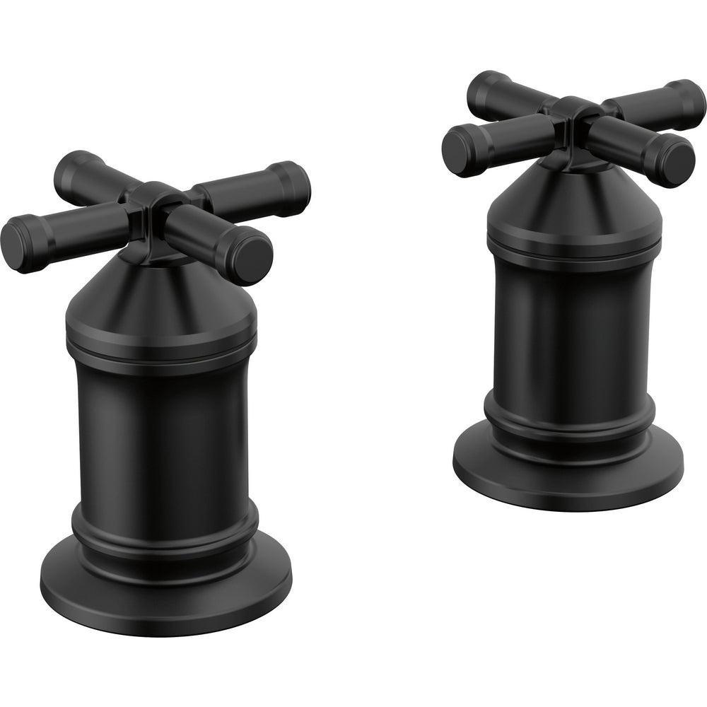 Broderick 2 Handle Roman Tub Handle Kit-cross - Matte Black