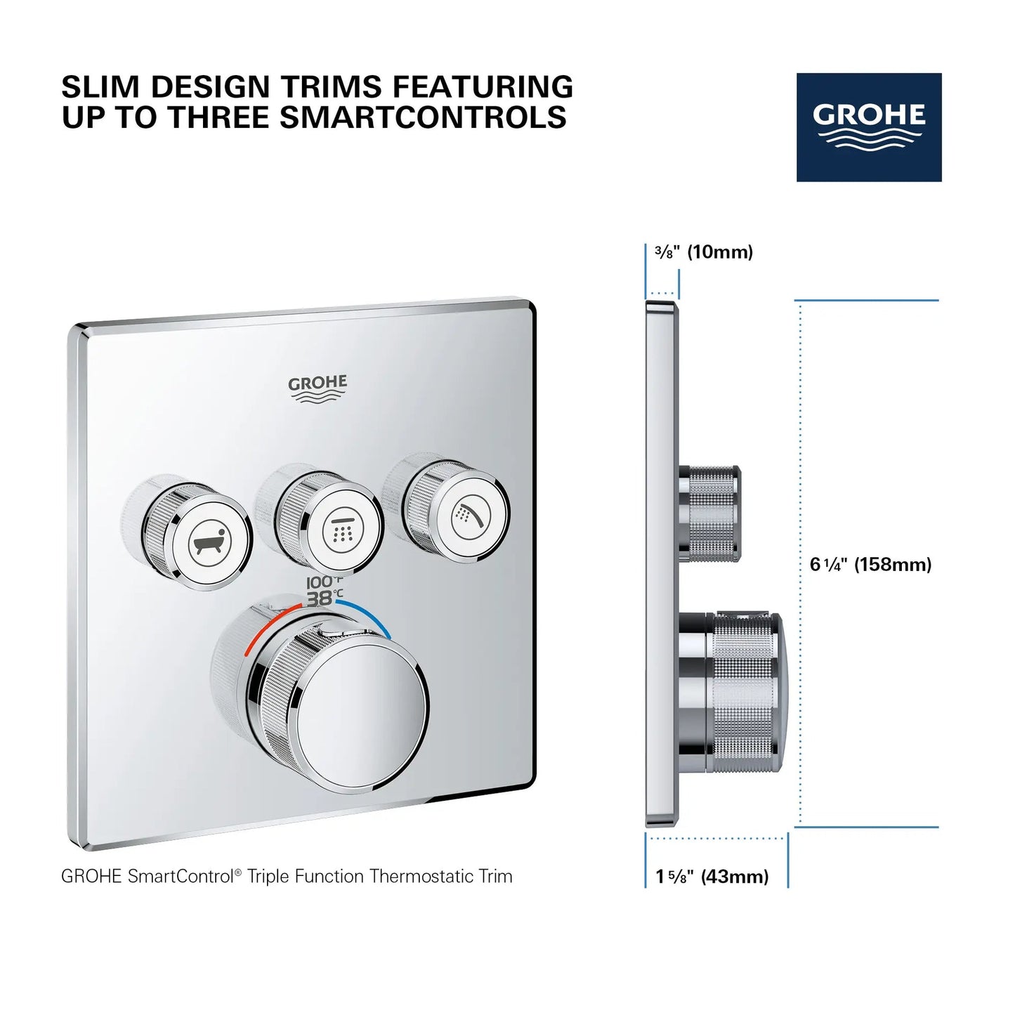 Grohe Triple Function Thermostatic Valve Trim