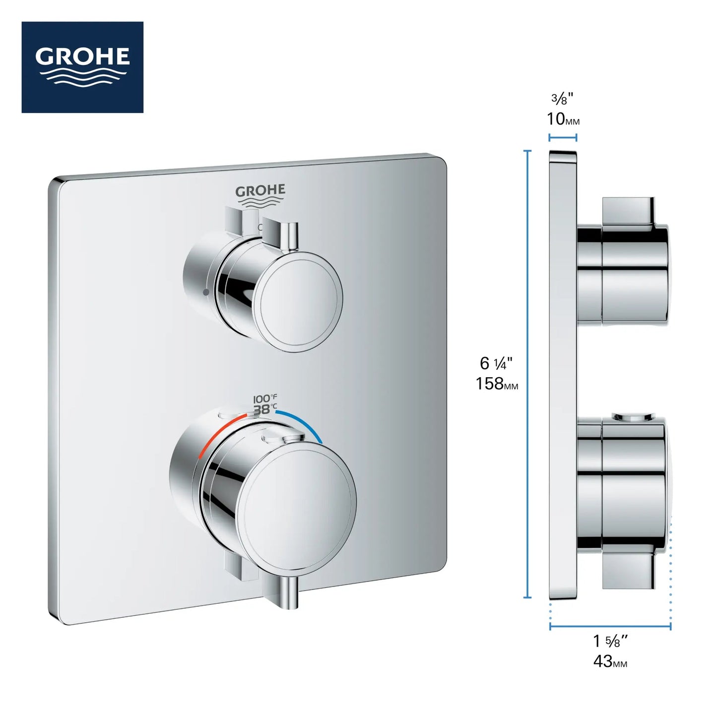 Grohe Single Function 2-Handle Thermostatic Valve Trim