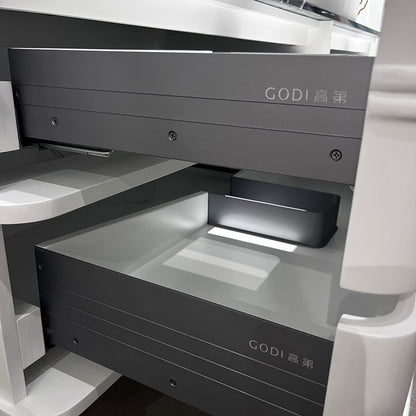 Vela Modern Artistic Double Sink Floating Vanity – Retro White with Black Marble Countertop