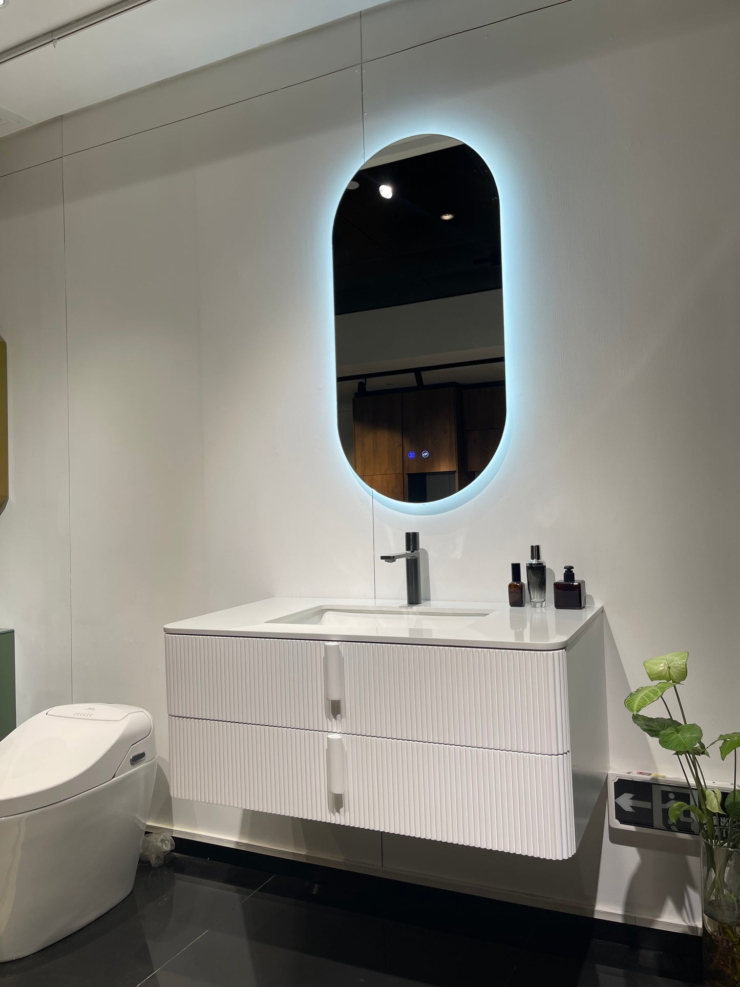 Cresta Frameless Oval LED Bathroom Mirror – 42" x 20"