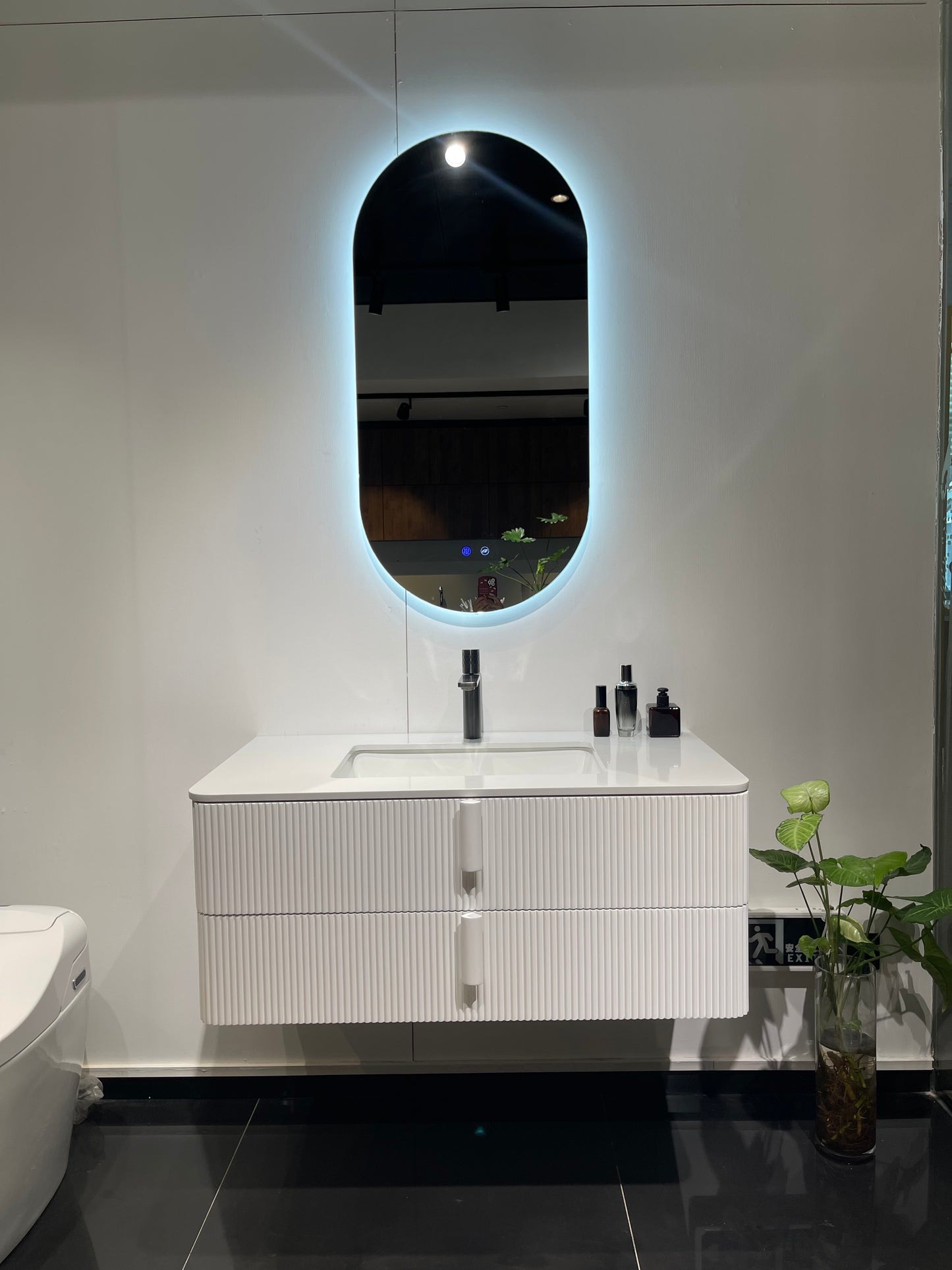Cresta Frameless Oval LED Bathroom Mirror – 42" x 20"