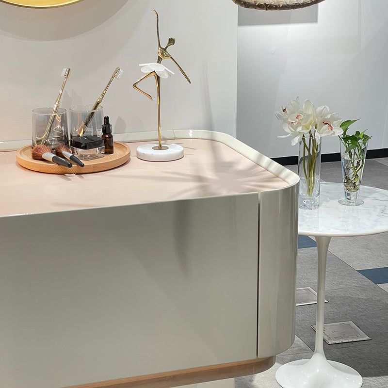 Lucelle High Gloss Creamy Apricot Beige Single Sink Bathroom Vanity - Godi