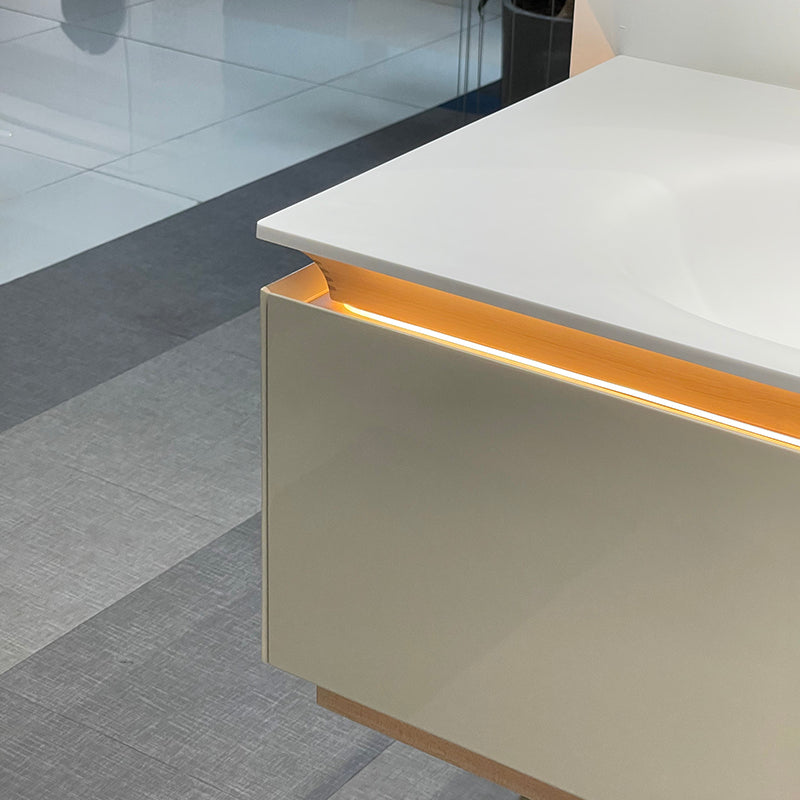 Lucelle High Gloss Creamy Apricot Beige Single Sink Bathroom Vanity - Godi