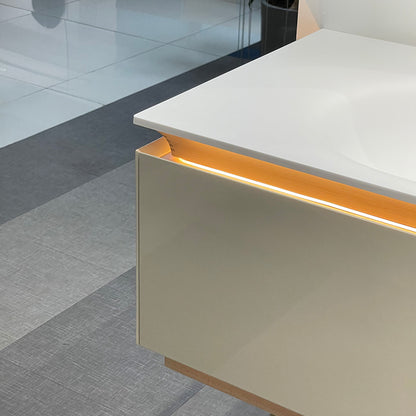 Lucelle High Gloss Creamy Apricot Beige Single Sink Bathroom Vanity - Godi