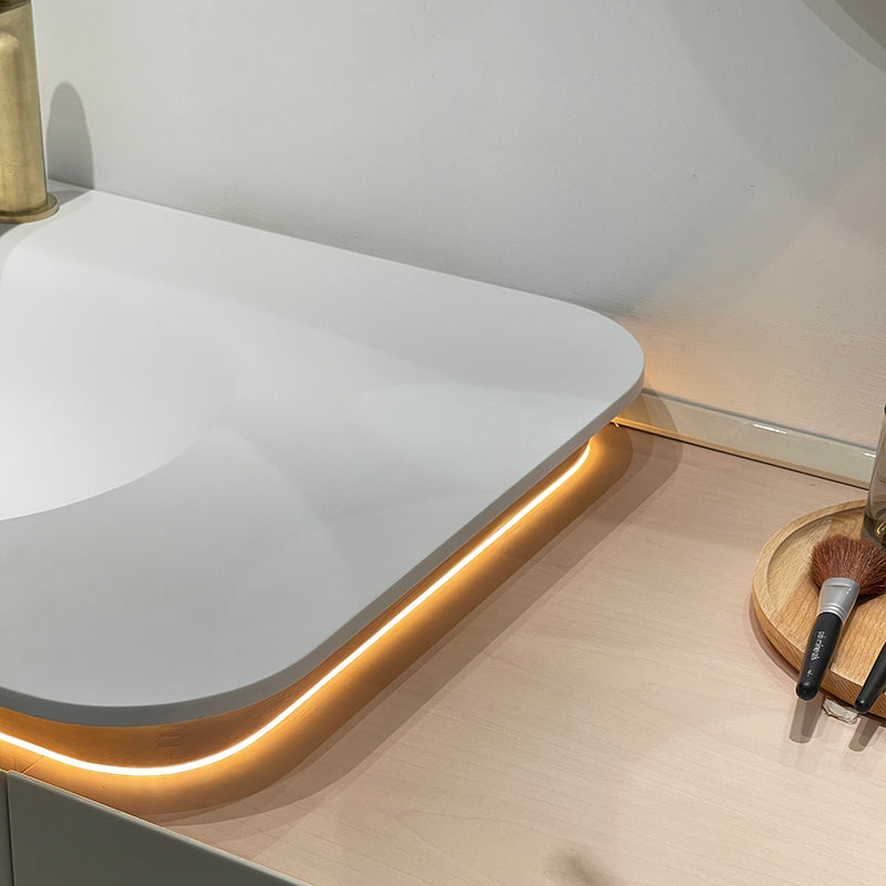 Lucelle High Gloss Creamy Apricot Beige Single Sink Bathroom Vanity - Godi