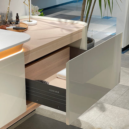 Lucelle High Gloss Creamy Apricot Beige Single Sink Bathroom Vanity - Godi