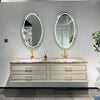 Château Luxury Double Sink Floating Vanity – Titanium Gold + Creamy Apricot Beige with Natural Marble Top