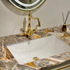 Château Luxury Double Sink Floating Vanity – Titanium Gold + Creamy Apricot Beige with Natural Marble Top