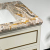 Château Luxury Double Sink Floating Vanity – Titanium Gold + Creamy Apricot Beige with Natural Marble Top