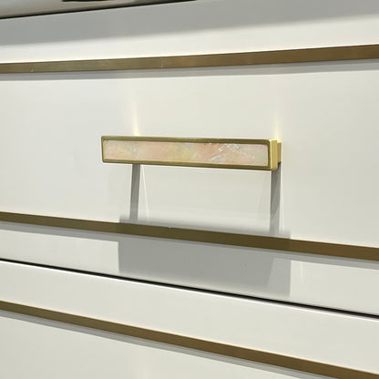 Château Luxury Double Sink Floating Vanity – Titanium Gold + Creamy Apricot Beige with Natural Marble Top