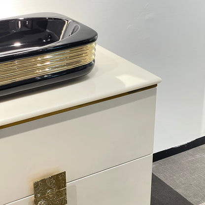 Lumina Cool Gray Semi-Translucent Wood Grain / Gold Brushed Finish - Godi