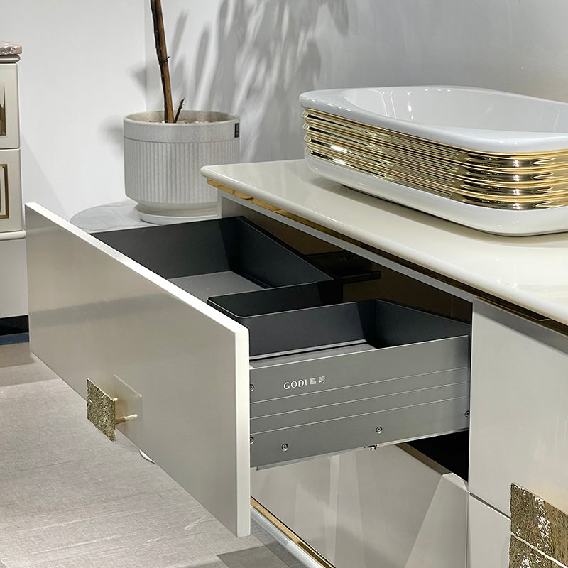 Lumina Cool Gray Semi-Translucent Wood Grain / Gold Brushed Finish - Godi