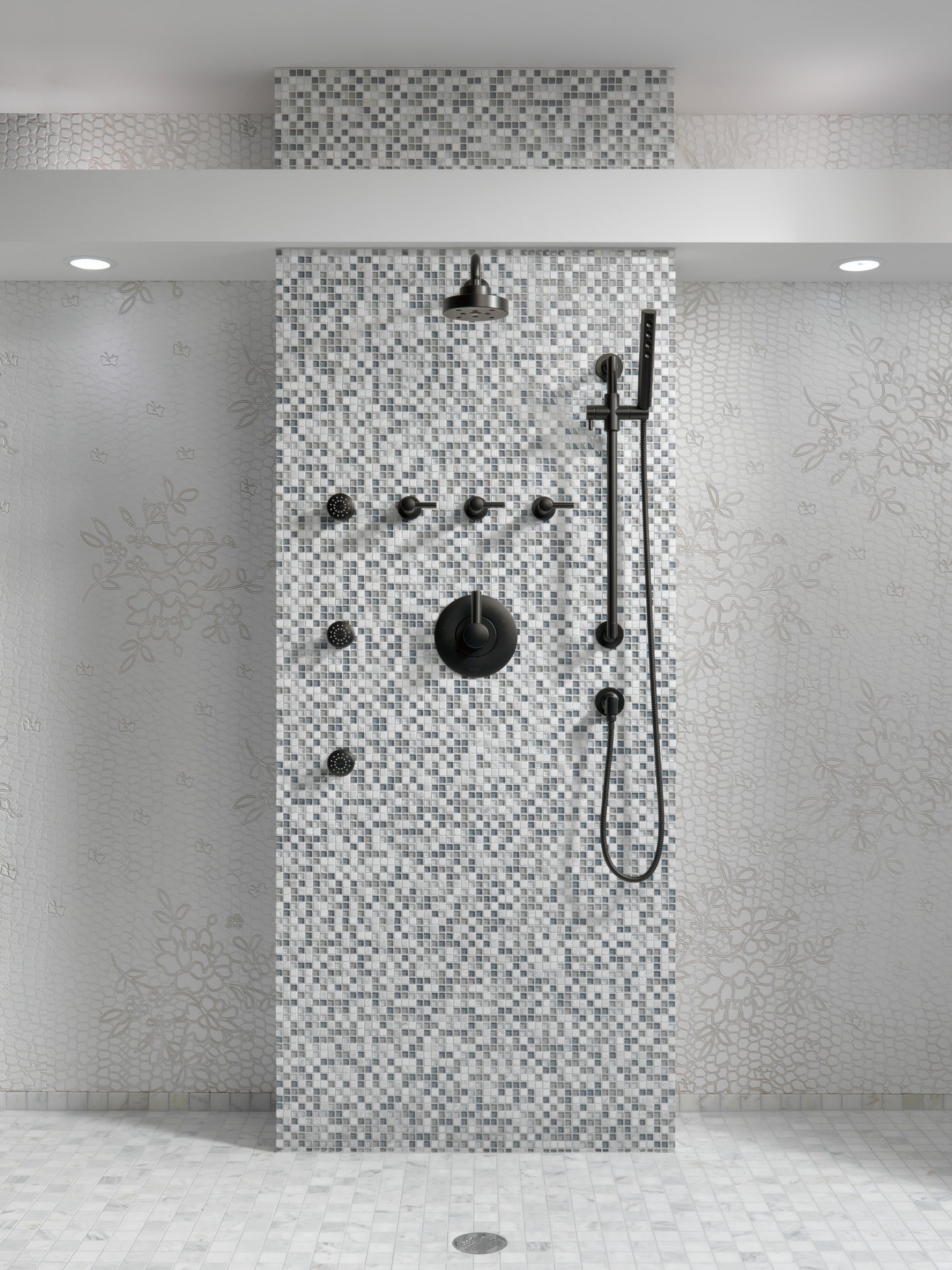 Essential Shower Series 5" Linear Round H2Okinetic Single Function Wall Mount Showerhead lifestyle