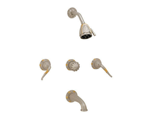 Phylrich RIBBON & REED Three Handle Tub and Shower Set Lever Handles K2137