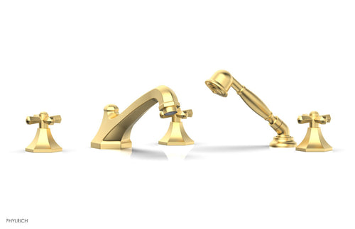 Phylrich LE VERRE & LA CROSSE Deck Tub Set with Hand Shower - Cross Handles K2171V1