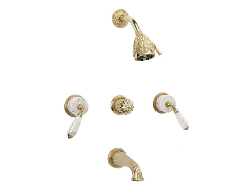 Phylrich VALENCIA Three Handle "White Marble" Tub and Shower Set K2338B