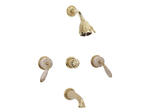 Phylrich VALENCIA Three Handle "Beige Marble" Tub and Shower Set K2338D