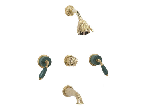 Phylrich VALENCIA Three Handle "Green Marble" Tub and Shower Set K2338F