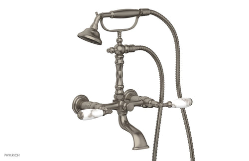 Phylrich VALENCIA Exposed Tub & Hand Shower - White Marble Lever Handle K2393-39