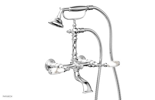 Phylrich VALENCIA Exposed Tub & Hand Shower - White Marble Lever Handle K2393-39
