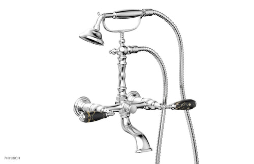 Phylrich VALENCIA Exposed Tub & Hand Shower - Black Marble Lever Handle K2393-40